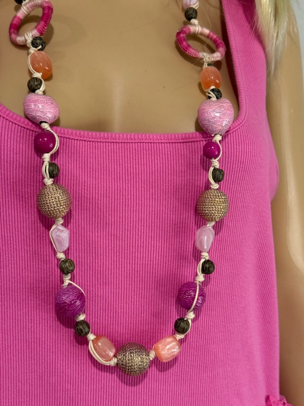 Laila Rowe Women’s Beaded Statement Necklace - Pink Mix